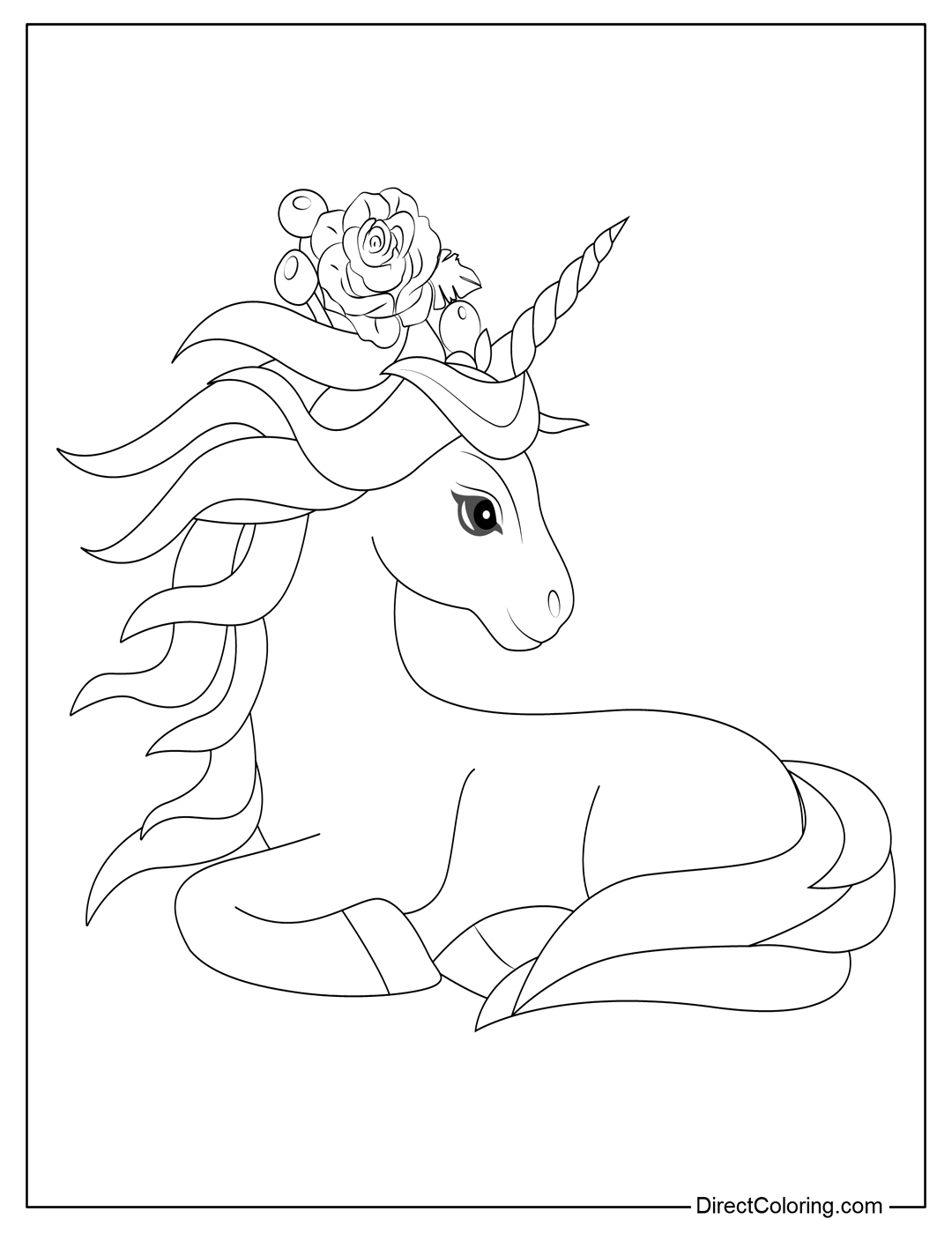 Lovely Unicorn Coloring Sheet
